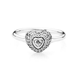 💛 Pandora 925 Silver In My Heart Pavé Ring
